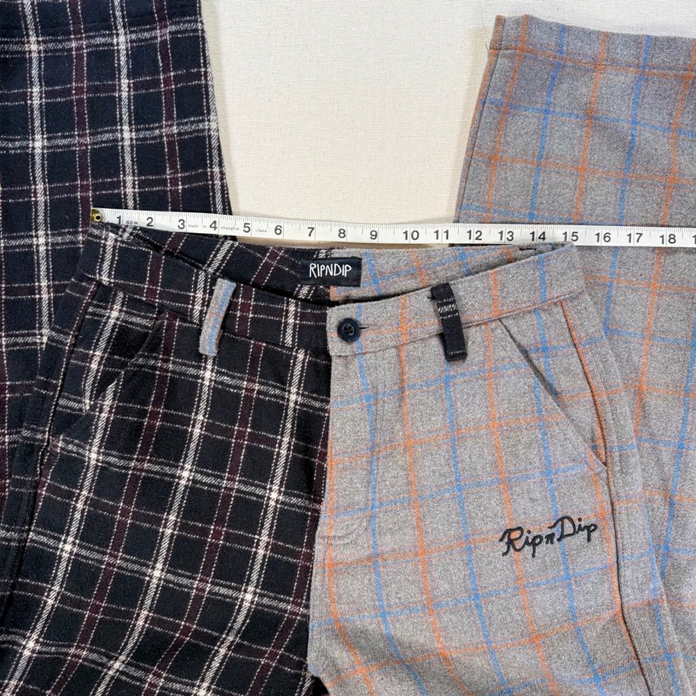 RipNDip Split Plaid Pants Mens/Uni 30" Wool Blend Two Tone Black Grey Streetwear - Picture 3 of 13